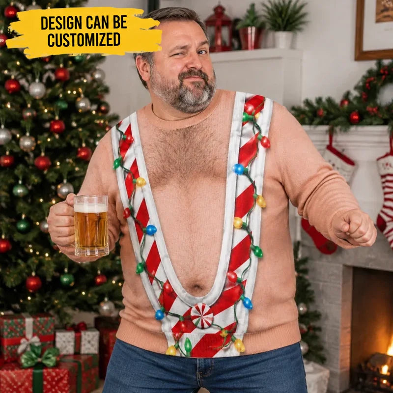 Personalized Ugly Sweatshirt - Christmas, Funny Gift For Men - My Belly Brings The Cheer