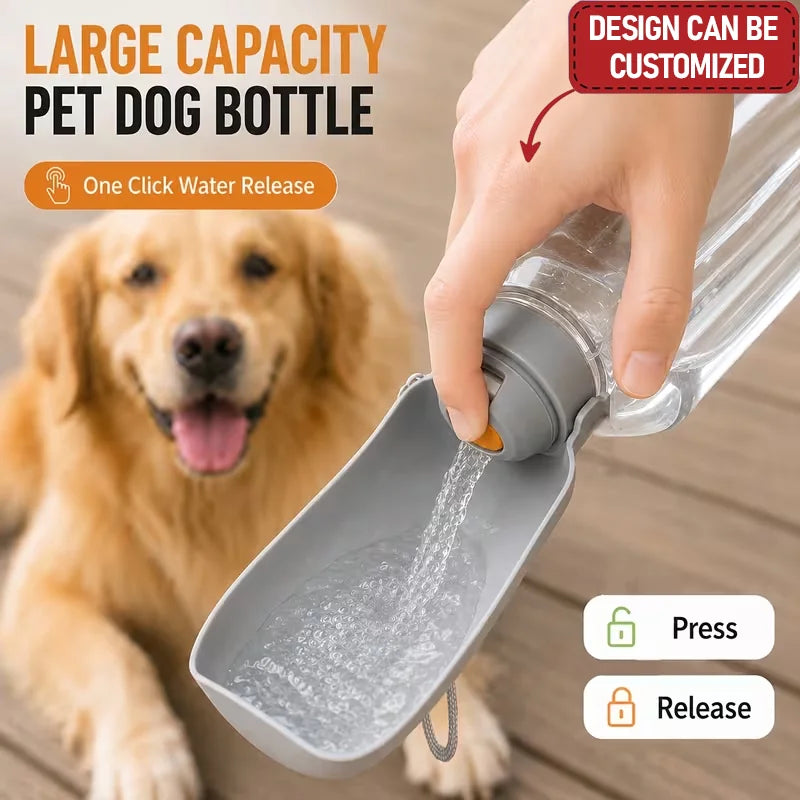 CustomPortable Dog Water Bottle, Leak-proof Pet Travel Water Bottle with Food Bowl, Collapsible On-the-go Cup Water Dispenser, Essential for Outdoor Travel, Dog Water Bottle