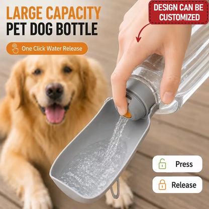 CustomPortable Dog Water Bottle, Leak-proof Pet Travel Water Bottle with Food Bowl, Collapsible On-the-go Cup Water Dispenser, Essential for Outdoor Travel, Dog Water Bottle