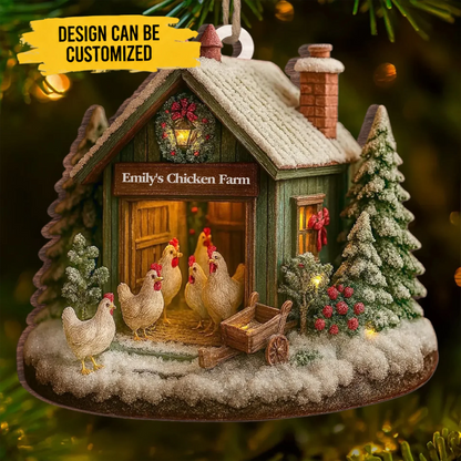 Custom Wood Ornament - Personalized Christmas Birthday Gifts For Women, Men - Chicken Love, Farm Life, Christmas Joy