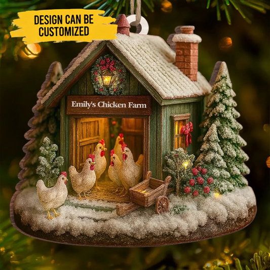 Custom Wood Ornament - Personalized Christmas Birthday Gifts For Women, Men - Chicken Love, Farm Life, Christmas Joy