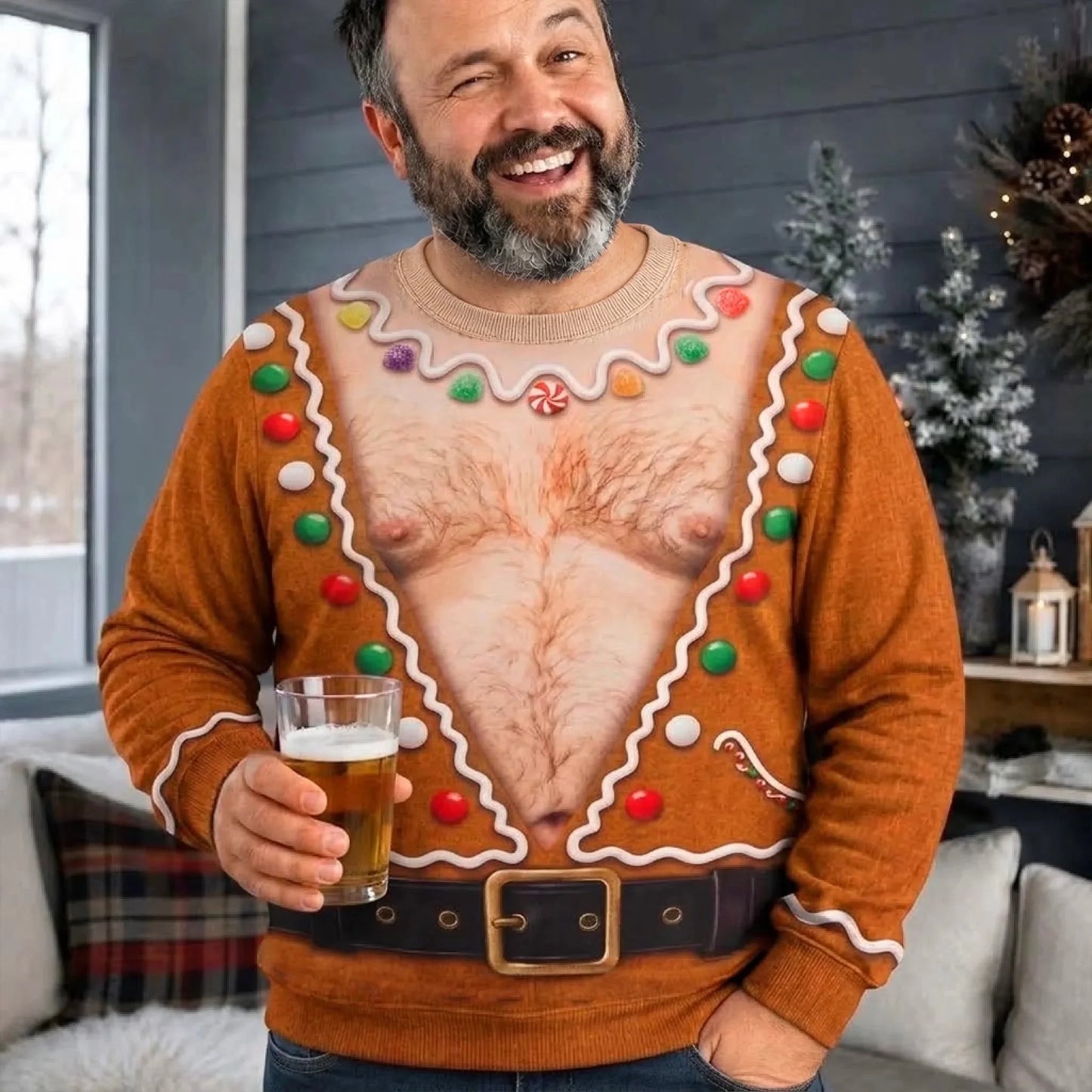 Custom Funny Ugly Sweatshirt - Personalized Christmas Birthday Gifts For Husband, Son, Grandson, Brother, Grandpa, Dad, Yourself - Bringing The Heat This Season