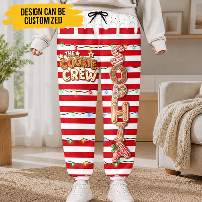 Custom Letter Unisex Sweatpants - Personalized Christmas Birthday Gifts For Mom, Dad, Brother, Sister - Sweetest Cookie Crew In Town
