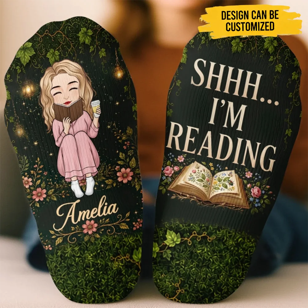 Custom Crew Socks - Personalized Bookish Gifts For Book Lovers, Bookworms, Readers - Living Inside A Fictional Story