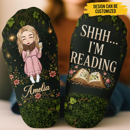 Custom Crew Socks - Personalized Bookish Gifts For Book Lovers, Bookworms, Readers - Living Inside A Fictional Story