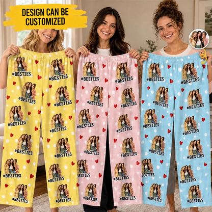 Custom Photo Pajama Pants - Personalized Best Friend Christmas Birthday Gifts For Women, Besties, Sisters, BFF - Sisterhood In Cozy Pjs
