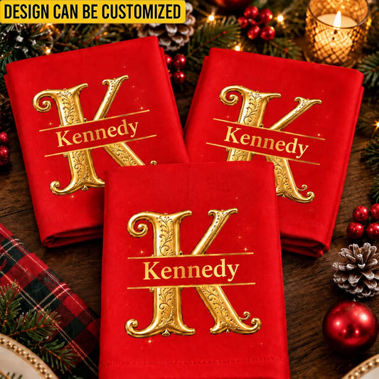 Custom Cotton Napkin - Personalized Christmas Gift For Family And Friends - Custom Name And Monogram