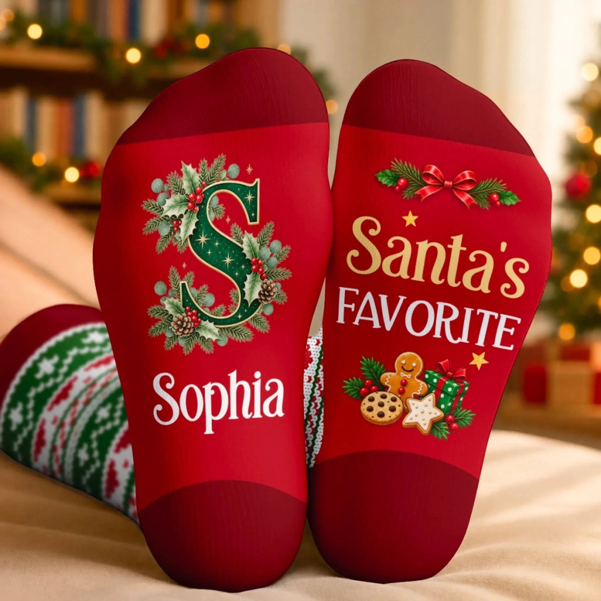 Custom Crew Socks - Personalized Christmas Birthday Gifts For Mom, Dad, Brother, Sister - Sleigh All Day