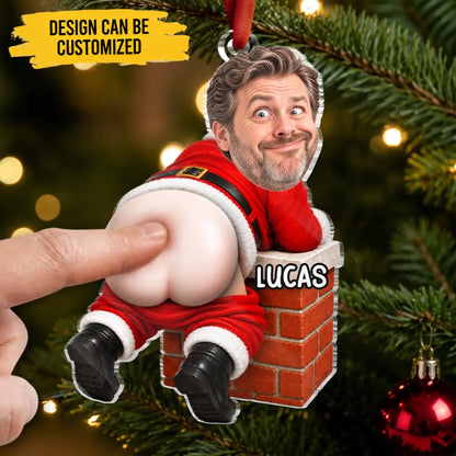Custom Photo Squishy Acrylic Ornament - Personalized Christmas Birthday Gifts For Husband, Son, Grandson, Brother, Grandpa, Dad, Yourself - Santa Carrying So Much Joy