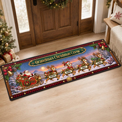 Custom Reindeer Runner Rug - Personalized Christmas Birthday Gifts For Grandma, Grandpa - Santa’s Reindeer Crew Arrive