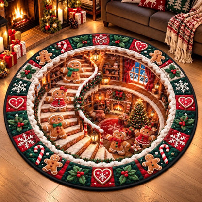 Custom Quilted Round Mat - Personalized Christmas Birthday Gifts For Mom, Dad, Brother, Sister - Warm Wishes In Cozy House