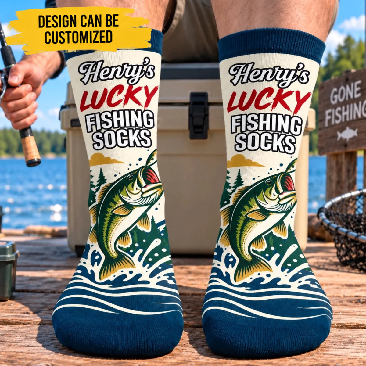 Custom Crew Socks - Personalized Birthday Fishing Gifts For Fisherman - Catch Me By The Lake