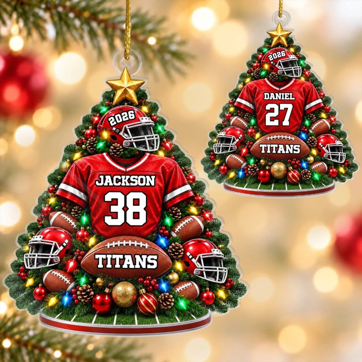 Custom America Football Acrylic Ornament - Personalized Christmas Birthday Gifts For America Football Lovers, Sports Fans, Sports Lovers - Always Ready For Game Day