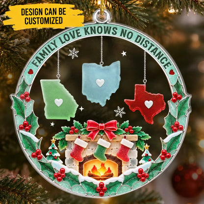 Custom Long Distance Acrylic Ornament - Personalized Christmas Birthday Gifts For Mom, Dad, Brother, Sister - Together In Every Season