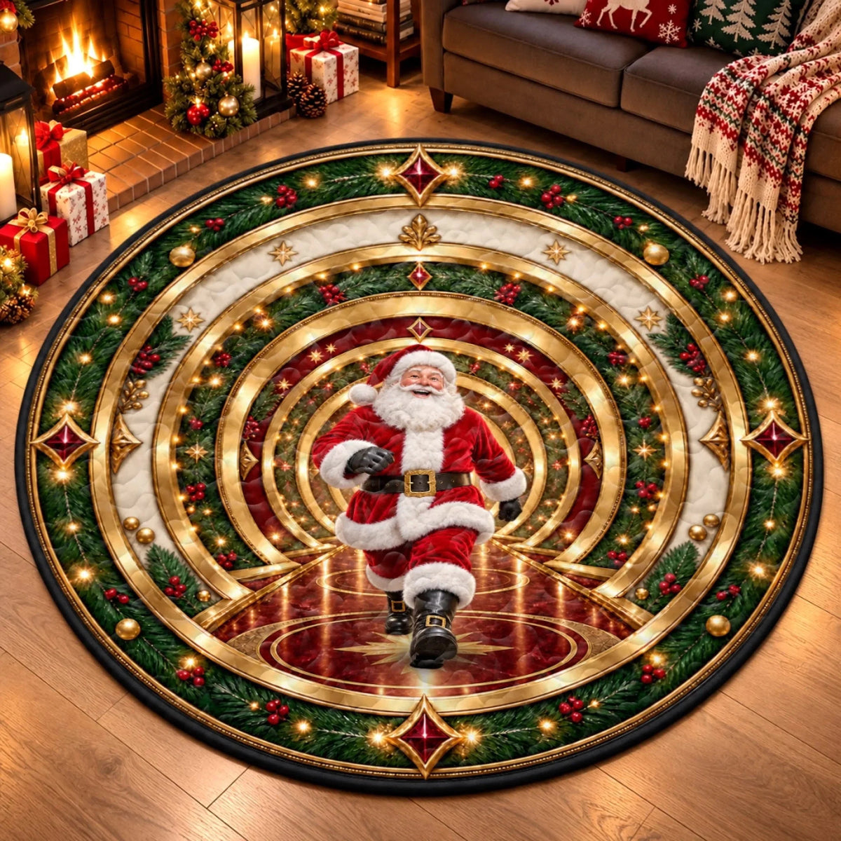 Custom Quilted Round Mat - Personalized Christmas Birthday Gifts For Mom, Dad, Brother, Sister - Merry Moments Together