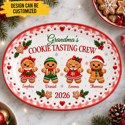 Custom Gingerbread Platter - Personalized Christmas Birthday Gifts For Mom, Grandma - Warm Cookies Baked With Love