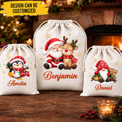 Custom Drawstring Gift Bag - Personalized Christmas Birthday Gifts For Mom, Dad, Brother, Sister - Filled With Love And Smiles