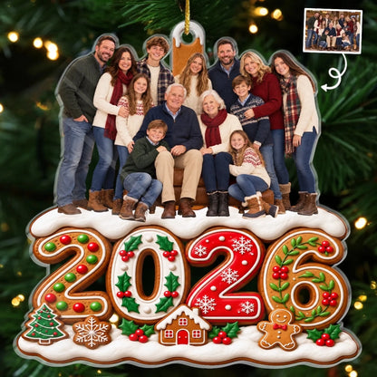Custom Photo Acrylic Ornament - Personalized Christmas Birthday Gifts For Mom, Dad, Brother, Sister - Blessed With A Loving Family