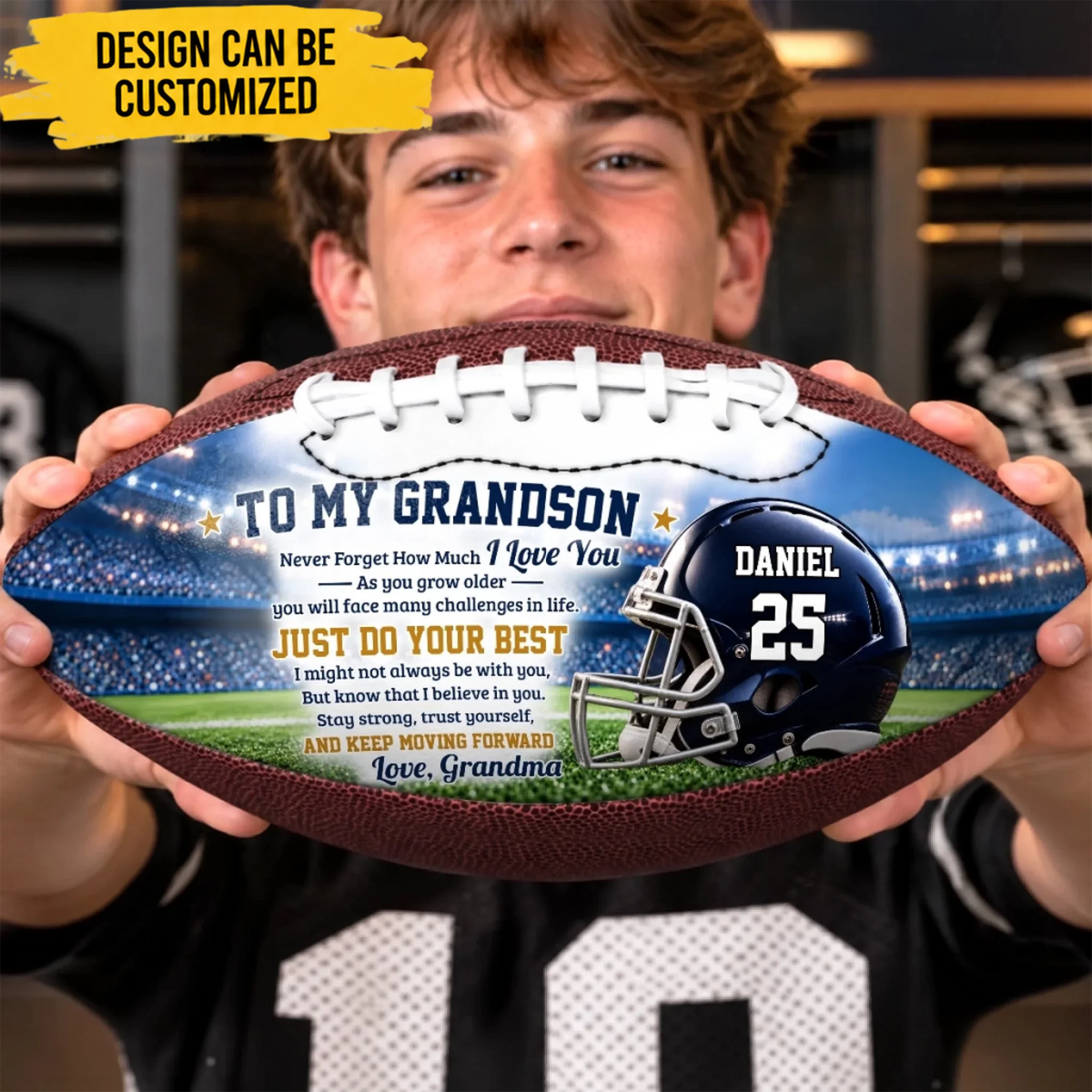 Custom Leather Football - Personalized Birthday Gifts For Son, Grandson, American Football Lovers, Sports Fans, Sports Lovers - Forever Proud Of You Always