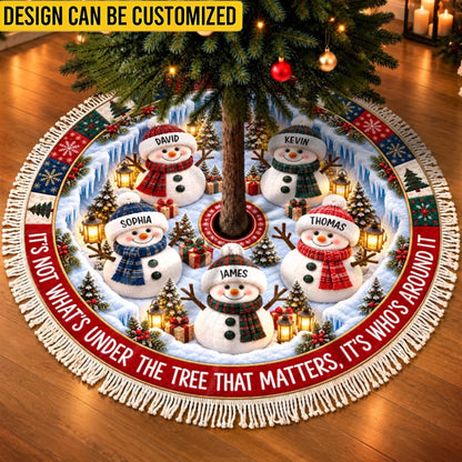 Custom Snowman Tree Skirt - Personalized Christmas Birthday Gifts For Mom, Dad, Brother, Sister - Under The Tree Together
