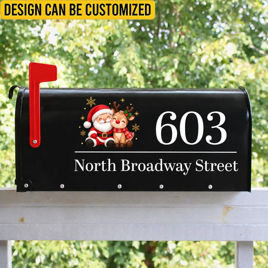 Custom Christmas Mailbox Decal - Personalized Holiday Decor For Homeowners - Family Name And Address Design