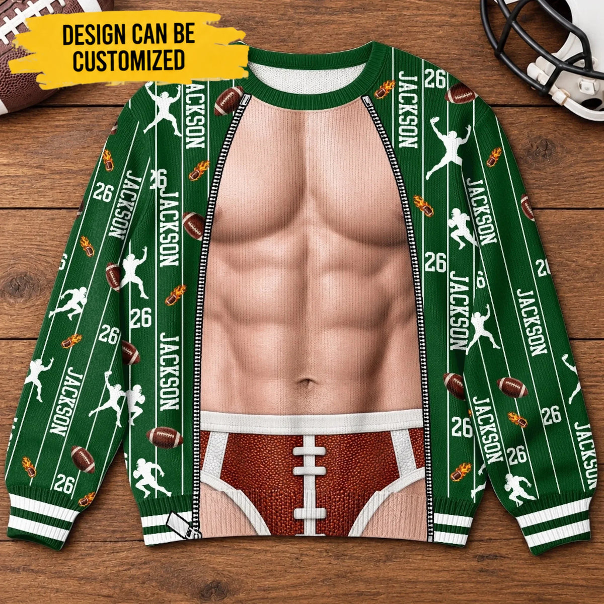 Custom American Football Player Gifts - Personalized Ugly Sweatshirt