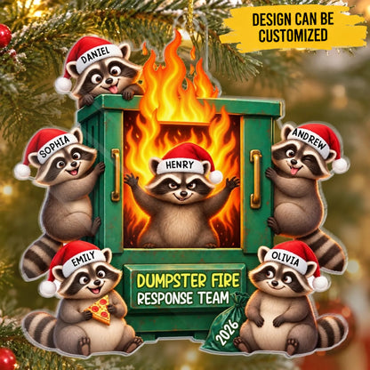Custom Name Funny Dumpster Fire Raccoon Christmas Gifts - Personalized Ornament