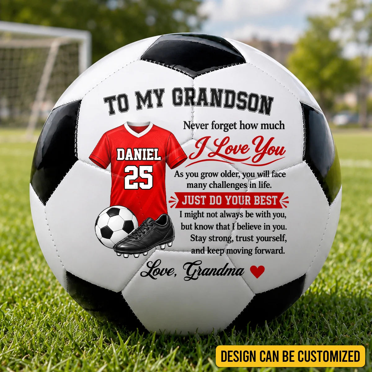 Custom Inspirational Soccer Gifts for Son and Grandson - Personalized Soccer Ball