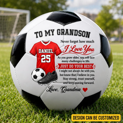 Custom Inspirational Soccer Gifts for Son and Grandson - Personalized Soccer Ball