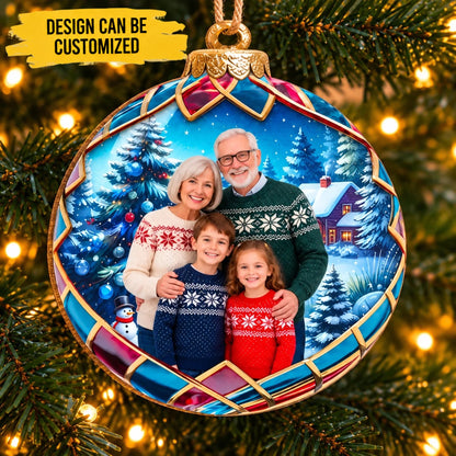 Custom Photo Grandparents And Grandchildren Family Christmas Gifts - Personalized Ornament