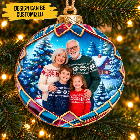Custom Photo Grandparents And Grandchildren Family Christmas Gifts - Personalized Ornament