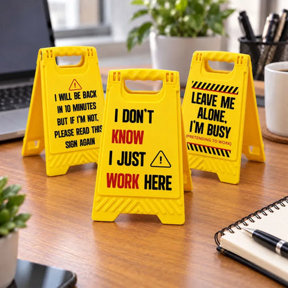 Office Humor Alert - Personalized Desk Warning Sign