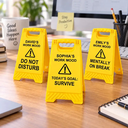 Custom Name Funny Coworker Gifts - Personalized Desk Warning Sign