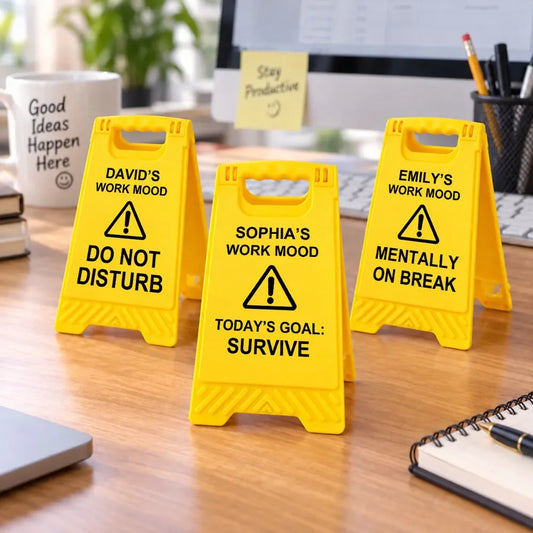 Custom Name Funny Coworker Gifts - Personalized Desk Warning Sign