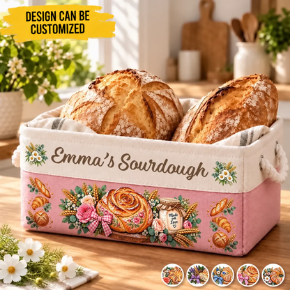 Custom Name Sourdough Bread Baking Gifts for Bakers - Personalized Storage Basket