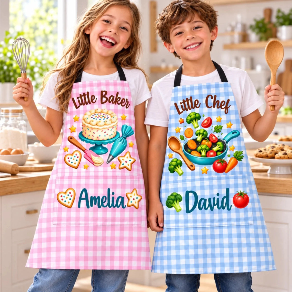 Custom Name Kids Cooking Gifts For Kids - Personalized Apron With Pocket