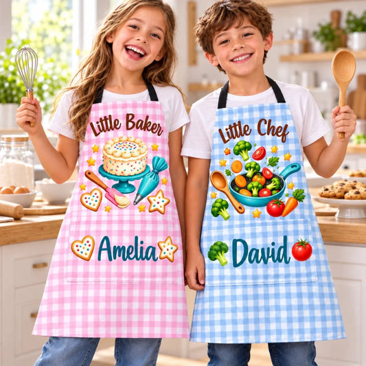 Custom Name Kids Cooking Gifts For Kids - Personalized Apron With Pocket