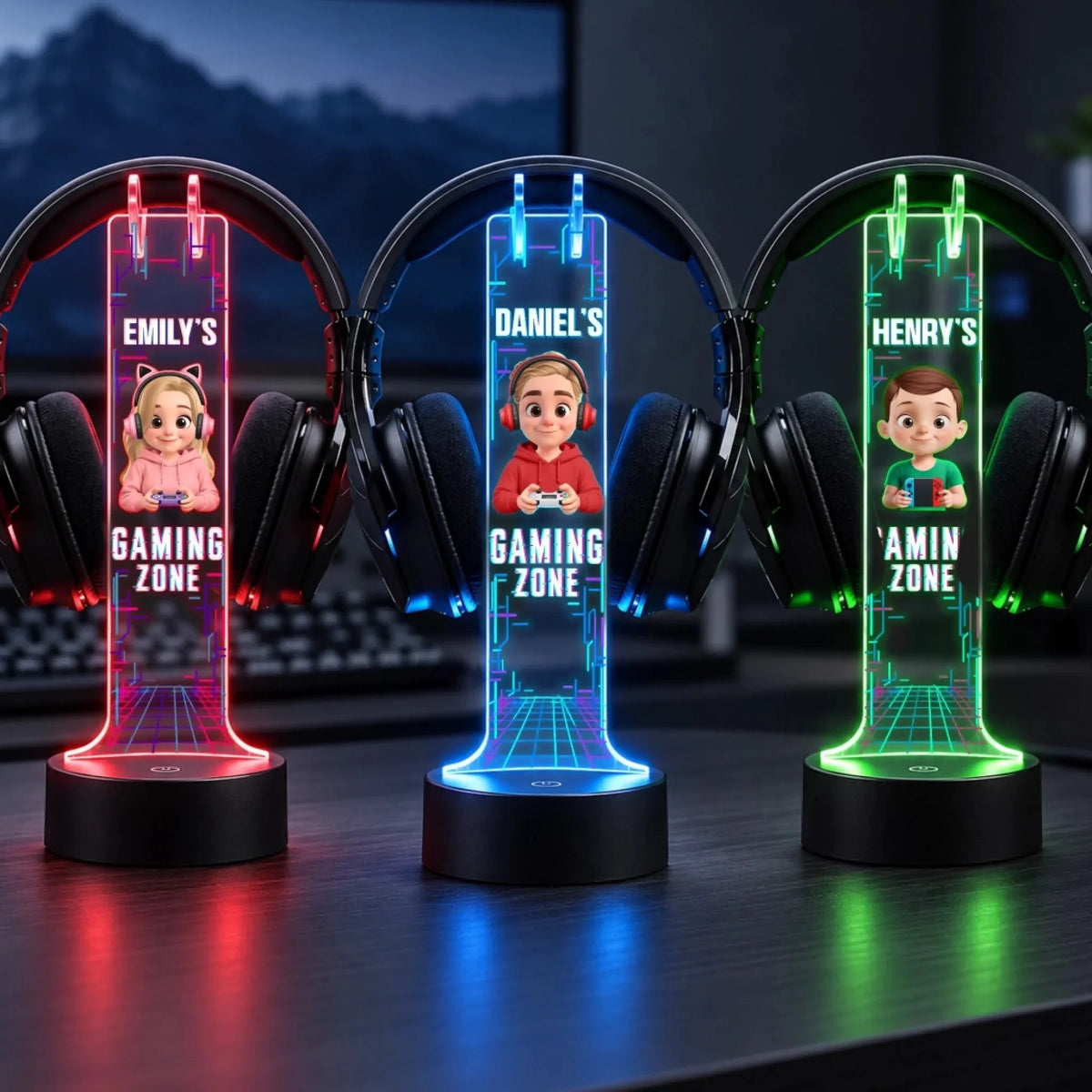 Custom Name Gaming Gifts for Kids - Personalized Headphone Stand