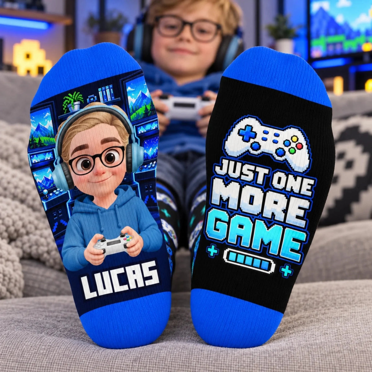 Custom Name Gamer Gifts for Kids - Personalized Crew Socks