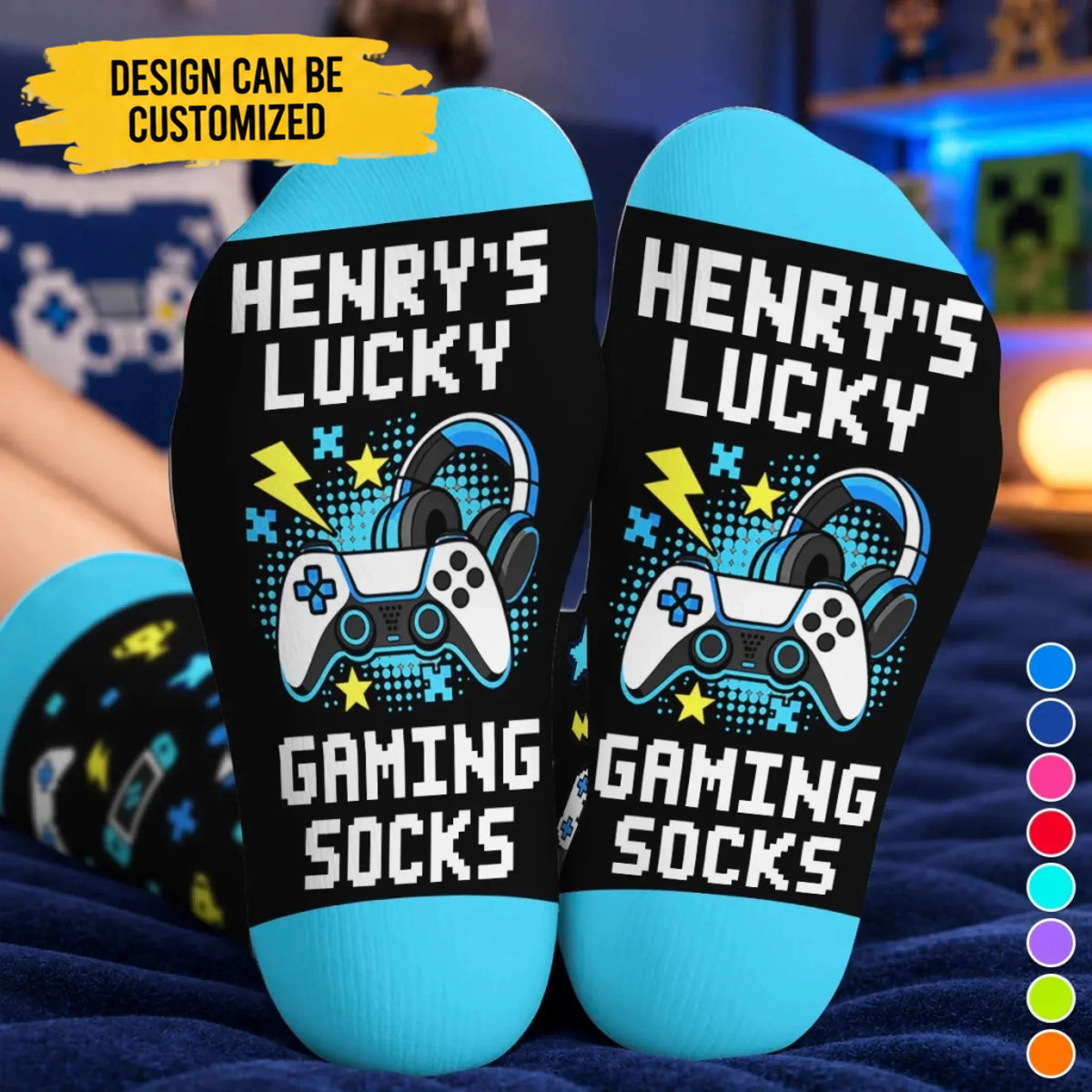 Custom Name Gaming Gifts for Gamers - Personalized Crew Socks