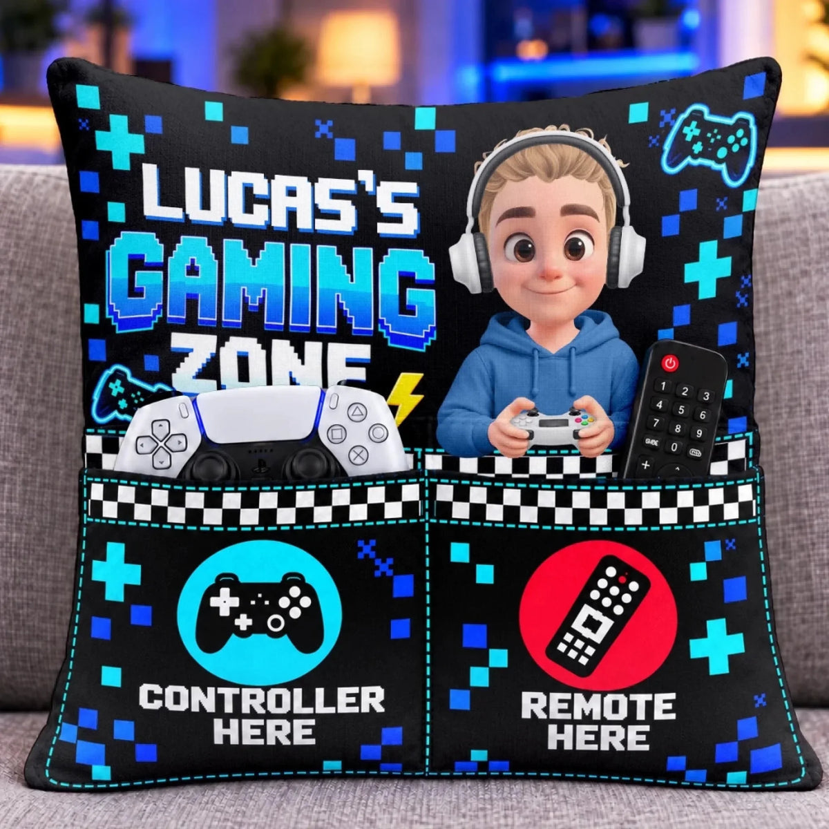 Custom Name Gaming Zone Gifts For Game Lovers - Personalized Pocket Pillow