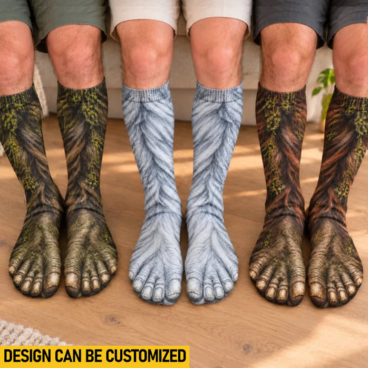 Custom Funny Hairy Feet Prank Gifts for Men and Women - Personalized Middle Tube Socks