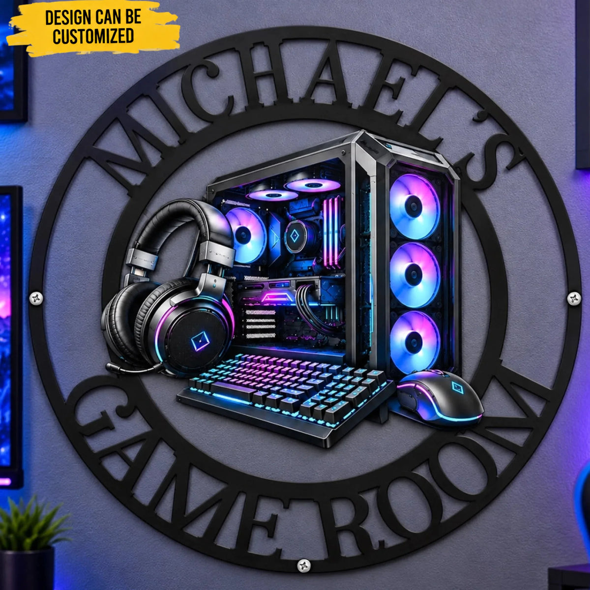 Custom Gamer Room Gifts for Gamers - Personalized Shaped Metal Sign