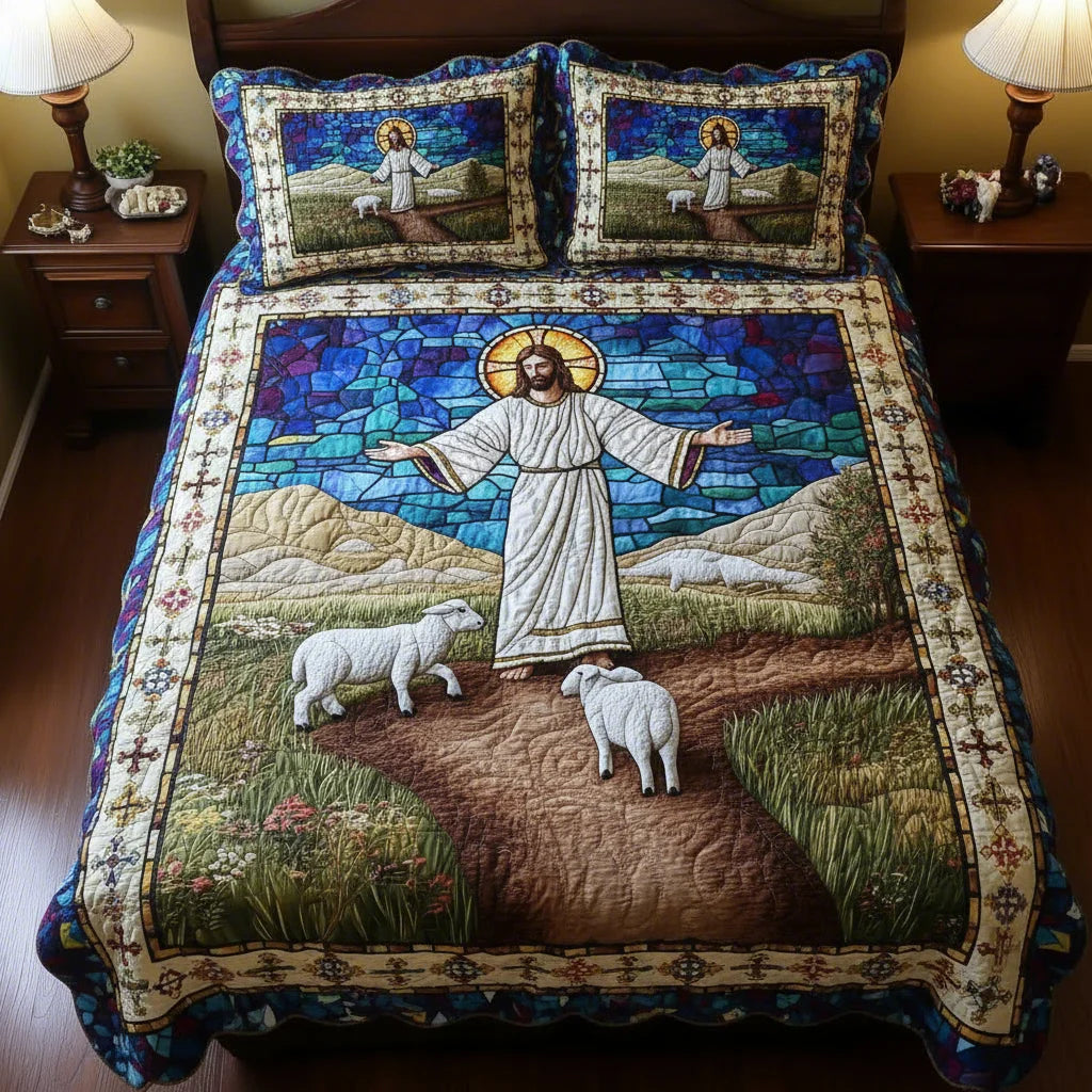 Faith Embrace 3-Piece Quilted Bedding Set - The Guiding Shepherd