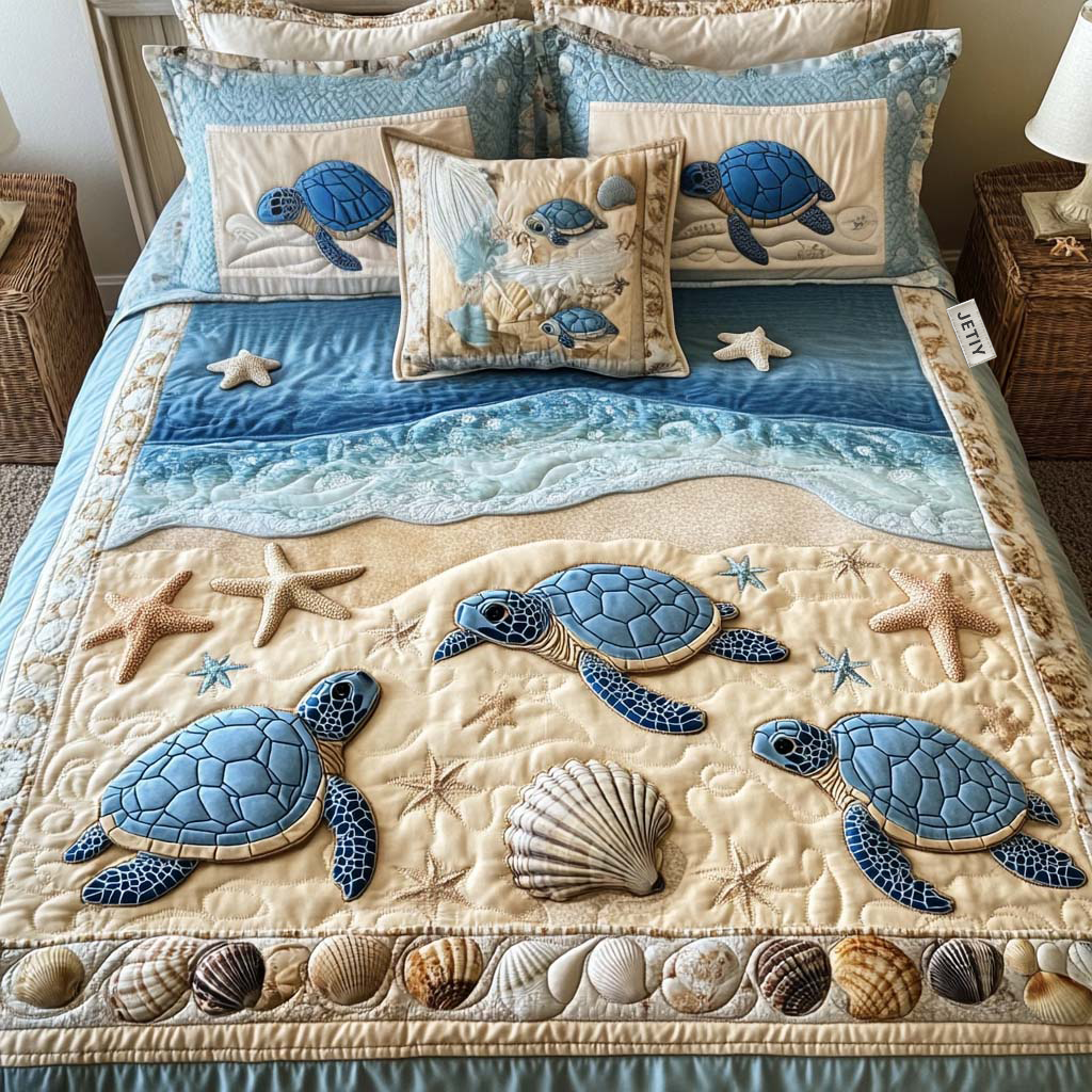 Ocean Waves 3-Piece Quilted Bedding Set