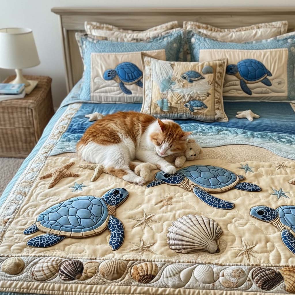 Ocean Waves 3-Piece Quilted Bedding Set