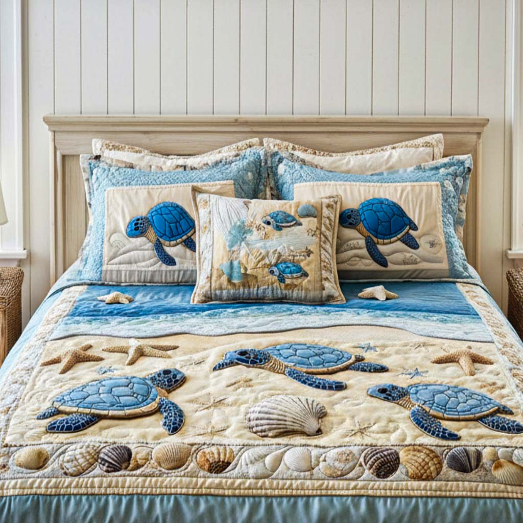 Ocean Waves 3-Piece Quilted Bedding Set
