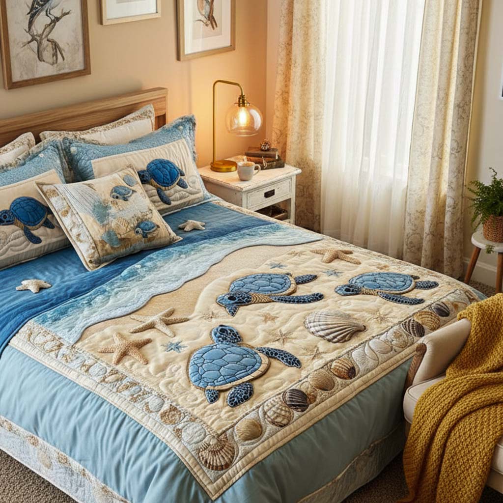 Ocean Waves 3-Piece Quilted Bedding Set
