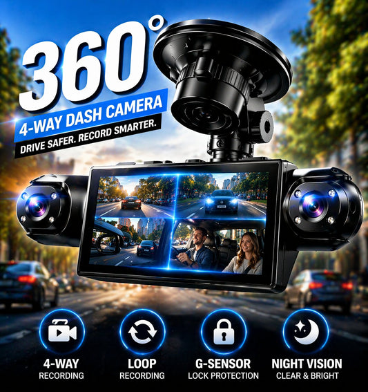 🚗4-Channel 1080P Dash Camera with Night Vision