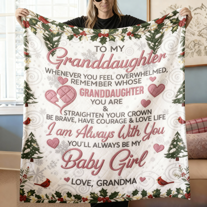 To My Granddaughter Quilted Blanket - Gift from Grandma with Love